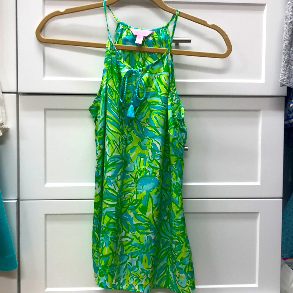 Silk Lilly Pulitzer top with tassels.